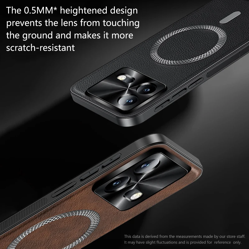Magnetic Elegant Leather Wear-Resistant Lens Cover with Non-Slip Grip Edge