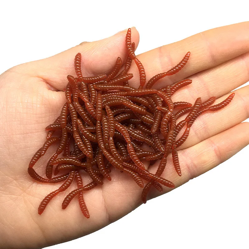 Реалистичная мягкая силиконовая рыболовная приманка в виде красного червя, 100 шт.