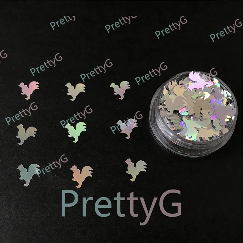 

PrettyG 28g Pack Halloween Laser Silver Color Cock 8MM Size Shape Glitter Sequins For DIY Art Makeup Decoration Accessories
