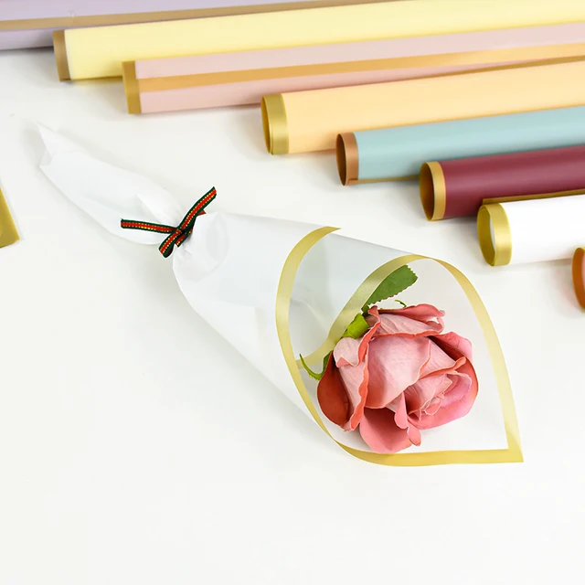 20 Hojas De Papel De Regalo Floral Con Borde Dorado