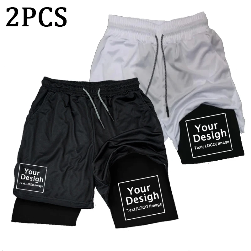 New Custom Compression Shorts Men Gym Athletic Pants Your Logo Fitness Personalized Double Layer Quick Dry 2 In 1 Sports Shorts 3