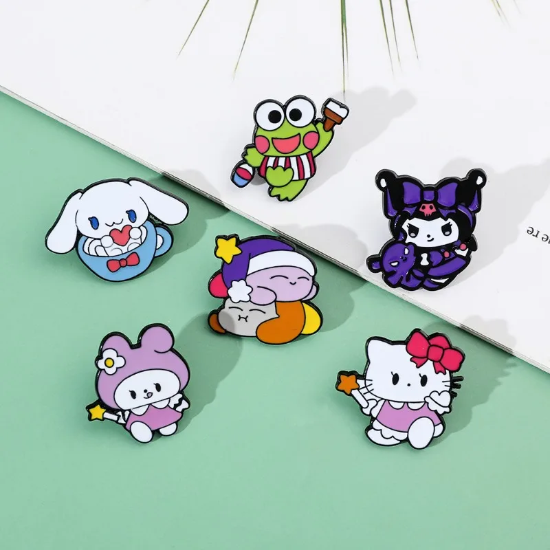 

Anime Sanrio Kuromi Hello Kitty Cinnamoroll Brooch Cartoon Creativity Metal Badge Cute Clothing Bag Decorate Accessories Gift