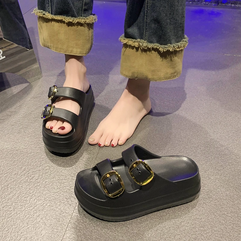 2024 Summer New Women's Shoes on The Poop Feeling Platform Slippers Women Wear The Trend of Open-toed Casual Sandals Women