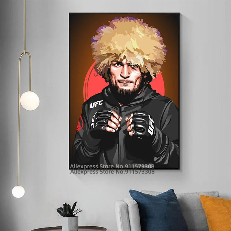Спортивная иллюстрация Khabib Nurmagomedov плакат художественная живопись холст печать