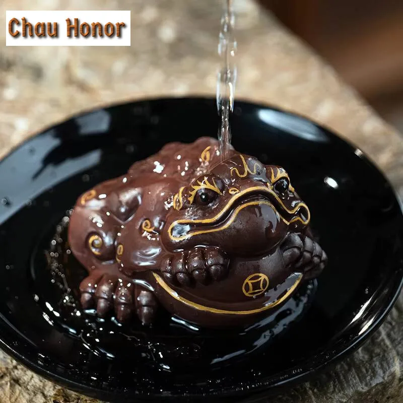 Yixing Purple Clay Sculpture Tea Pet Lucky Fortune Animal Model Statue Ornaments Tea Figurine Crafts Chinese Tea Set Decoration