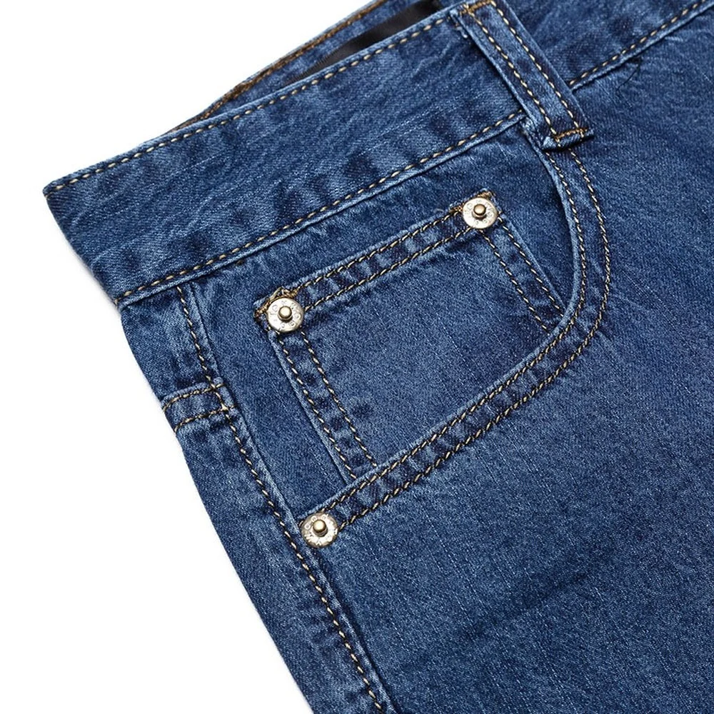 Men Jeans Mens Jeans Jeans Trousers Denim Trousers TIGER CASTLE 100% Cotton Summer Men Classic Blue Jeans Straight Long Denim Pants Middle-aged Male Lightweight