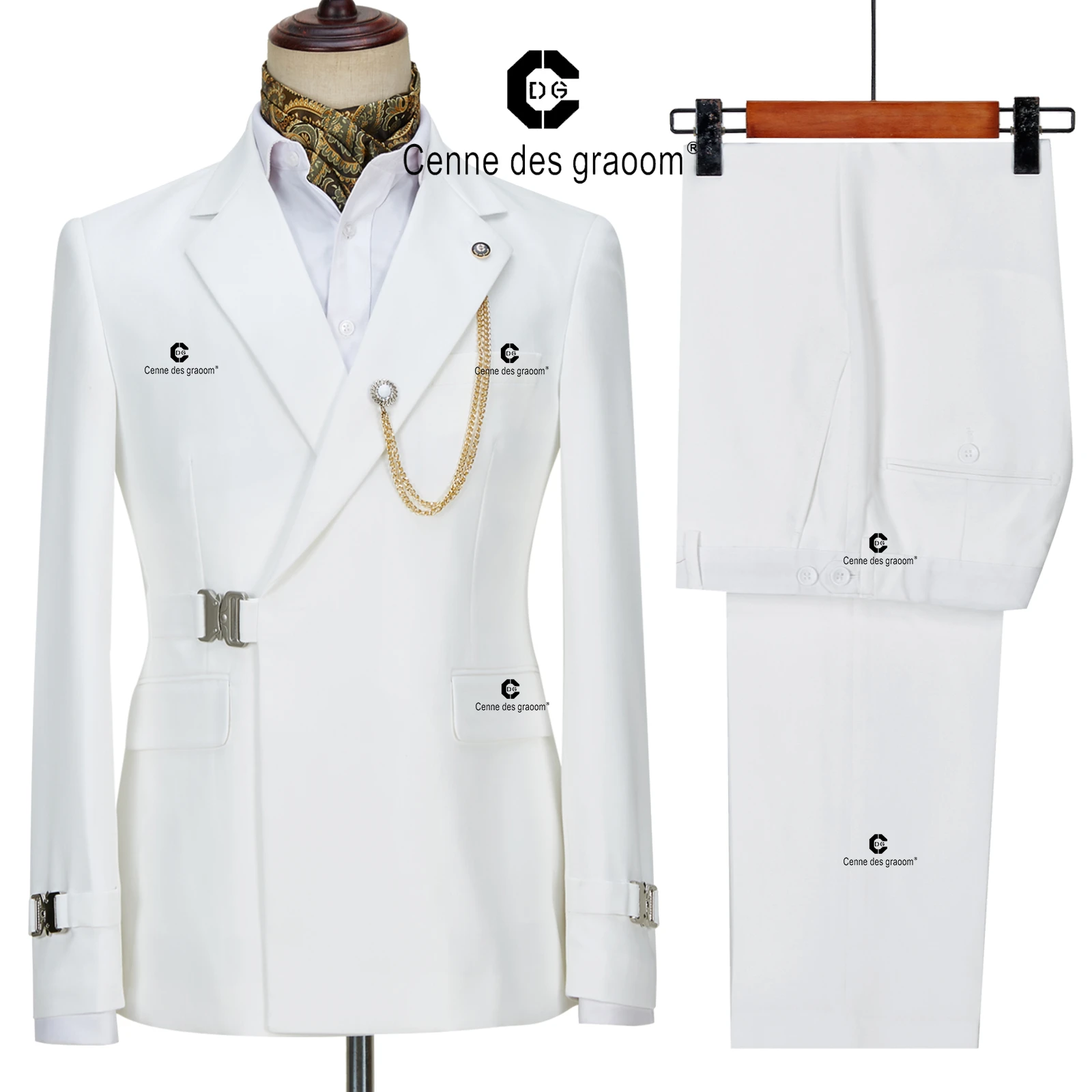 Cenne Des Graoom 2022 Summer New White Blazer Jacket Pants Set Suits ...