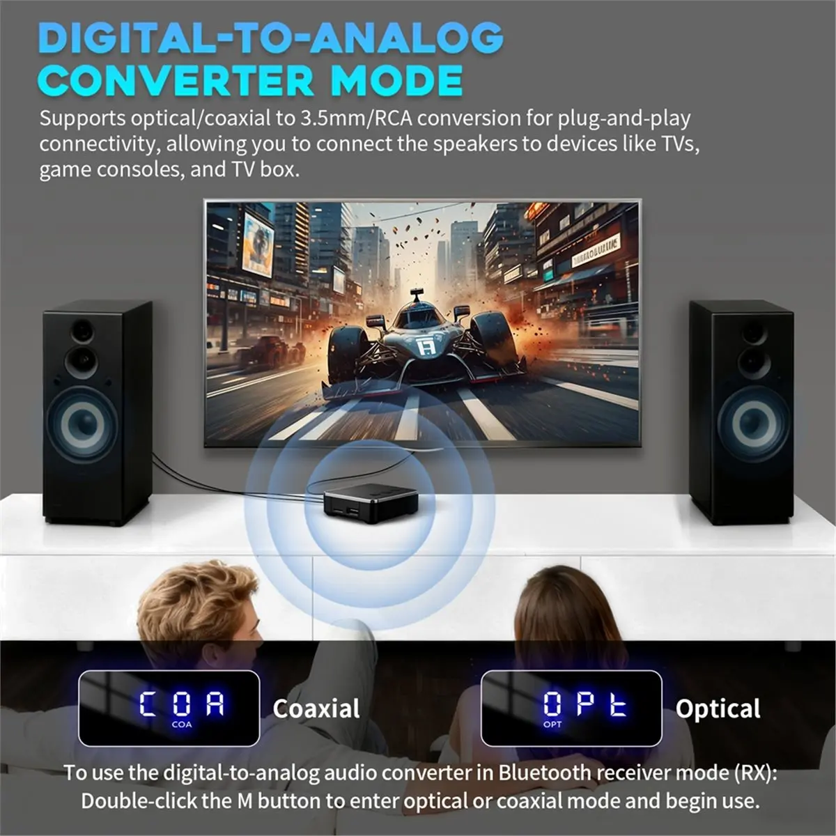 A10R 블루투스 6.0 차량용 수신기 송신기 AptX HD 3.5mm 잭 Aux 무선 어댑터 TV 차량용 2 RCA 오디오 수신기