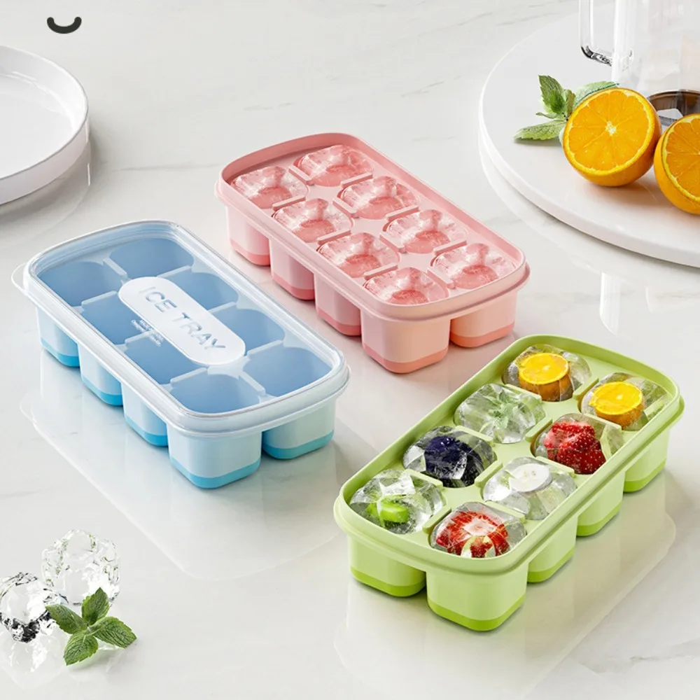 Frozen ice cube artifact ice-making mold household silicone ice tray with lid ice-making box mold cameo cube