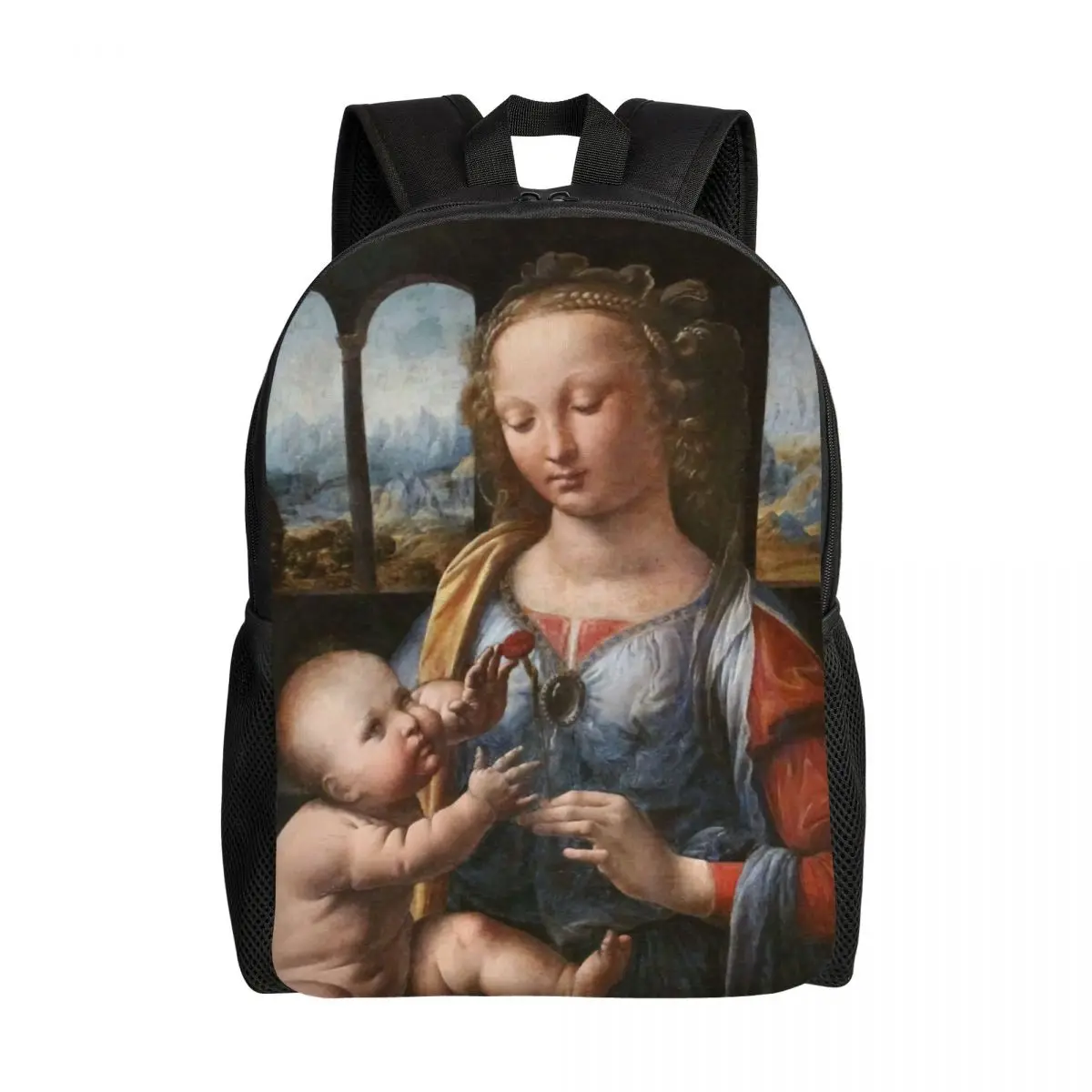 

Madonna Of The Carnation Backpack for Women Men Waterproof School College Leonardo Da Vinci Bag Printing Bookbags