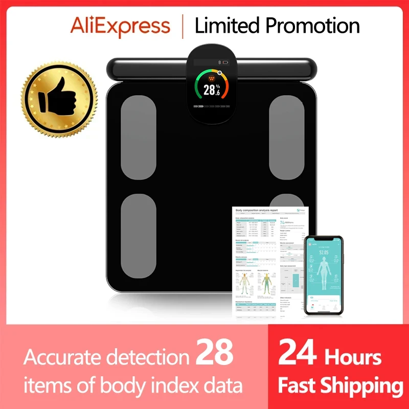 

2024 Professional Smart Body Fat Scale with 8 Electrodes Body Composition Analyzer Bioimpedance Scales Weight Loss Fitness Scale