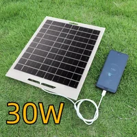 Panneau solaire 30W 5V avec USB, étanche, pour randonnée en plein air et Camping, batterie Portable, batterie de chargement de téléphone Portable, panneau de chargement de banque 1