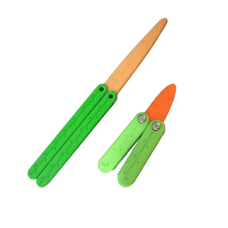 Cosplay Prop Cosplay Toy Game Knife 3D Carrot Butterfly Knifes Cartoon Carrot Design Gravity Swing Toy Training Butterfly Knifes Flat Replace Toy Halloween Gift