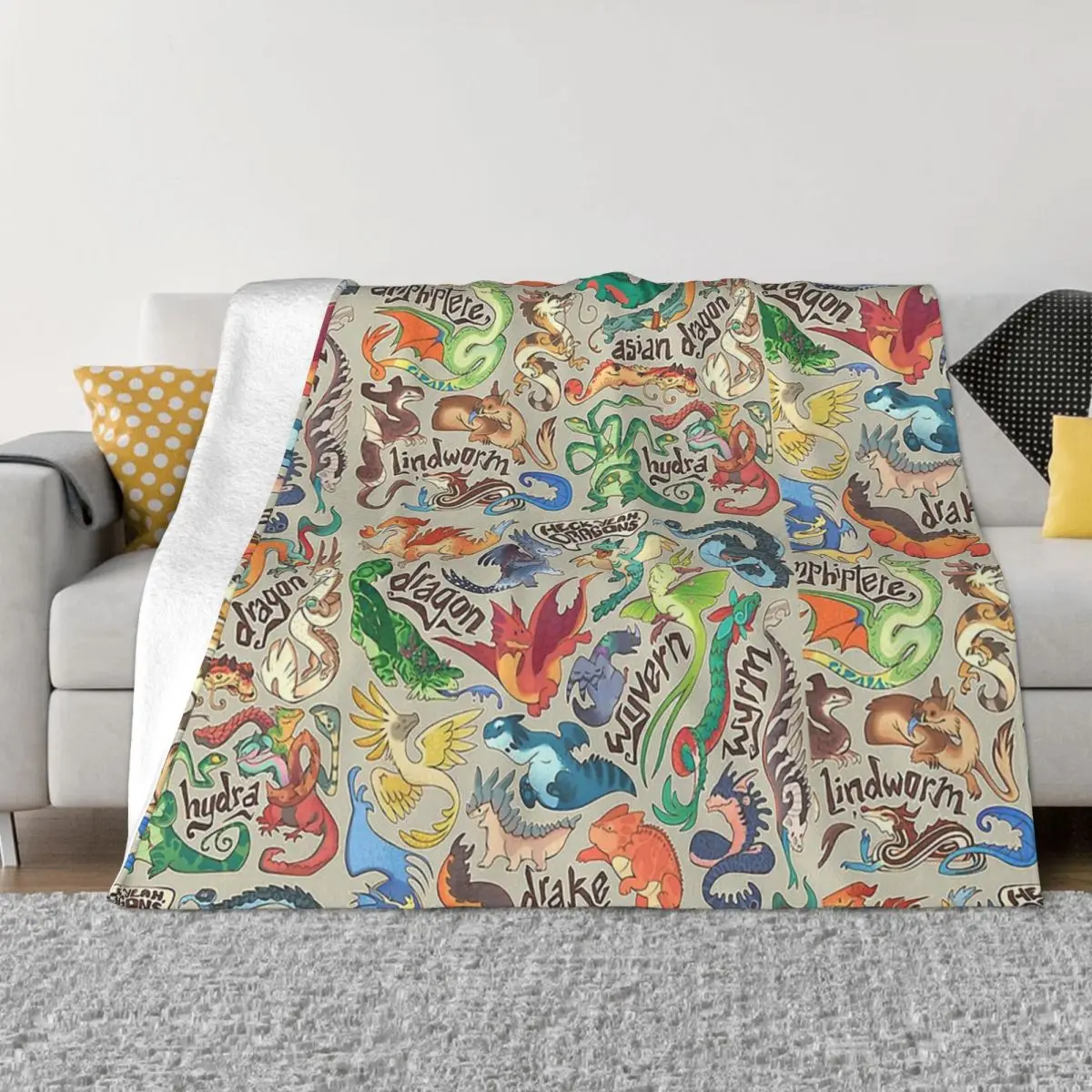 

Cute Cartoon Blanket Flannel Mini Dragon Compendium Cozy Soft FLeece Bedspread
