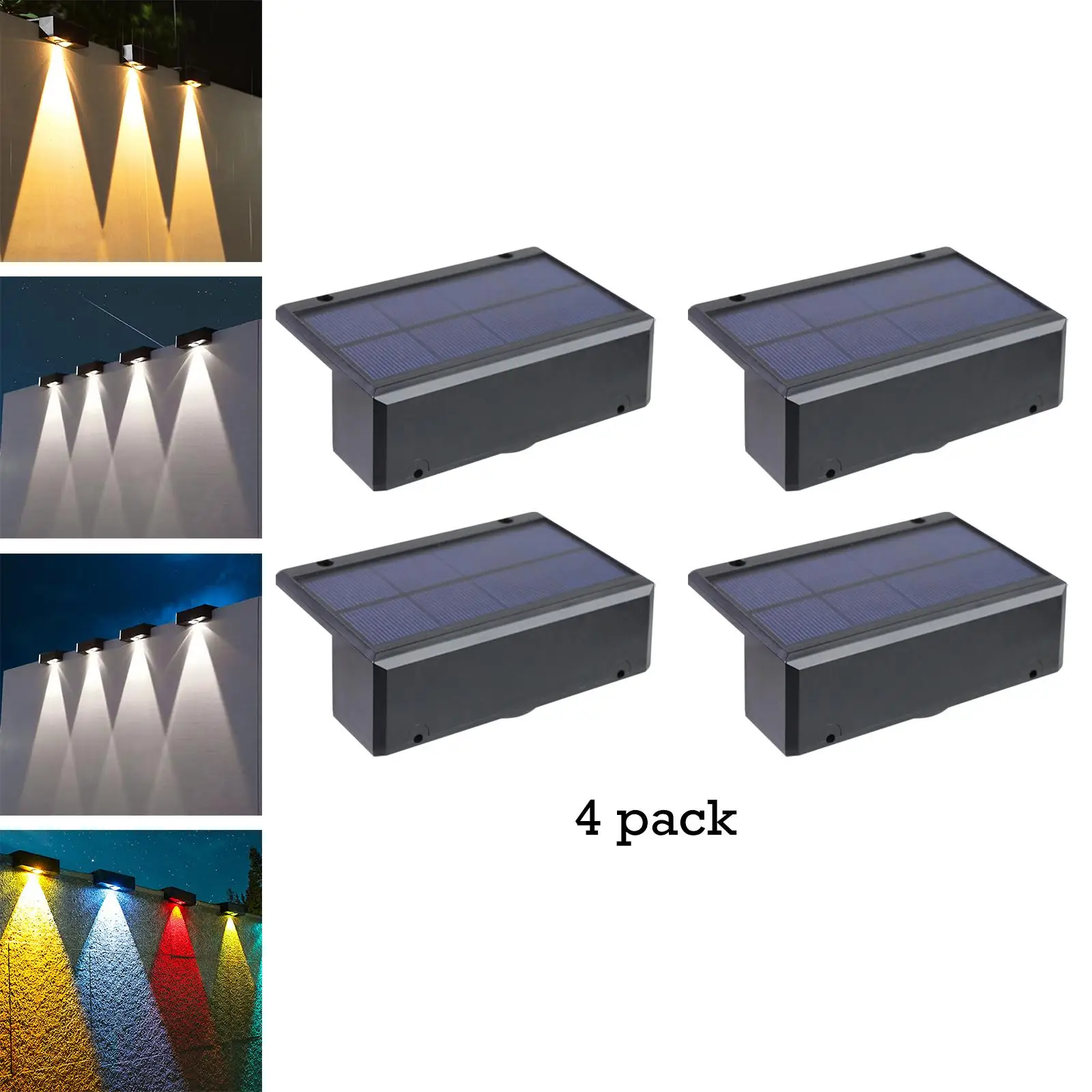 4Pcs LED Solar Fence Lights Outside Lights for Backyard Wall Lights Yard