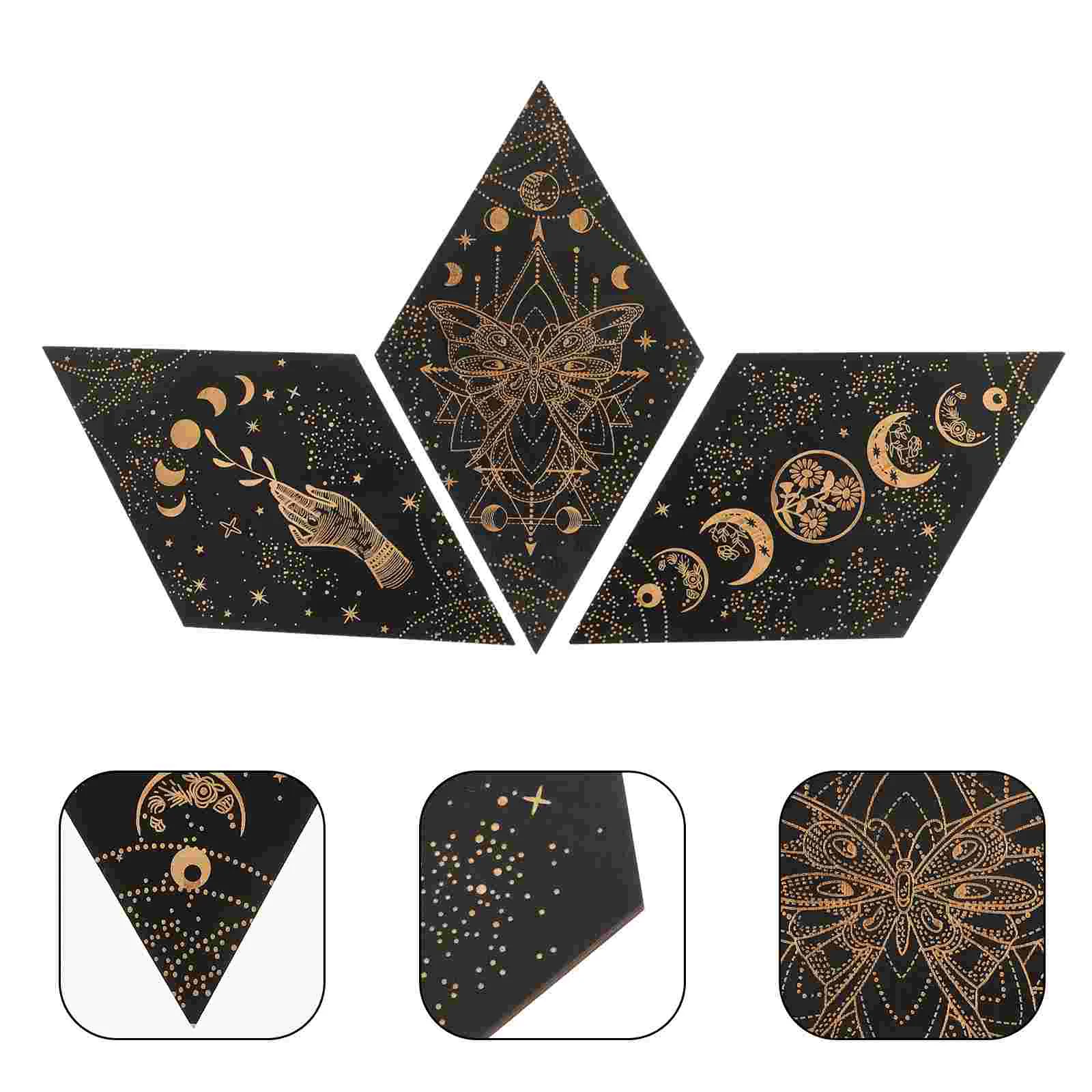 

3pcs Bohemian Style Hanging Ornament Home Wall Wood Plaque Bohemian Wall Pendant