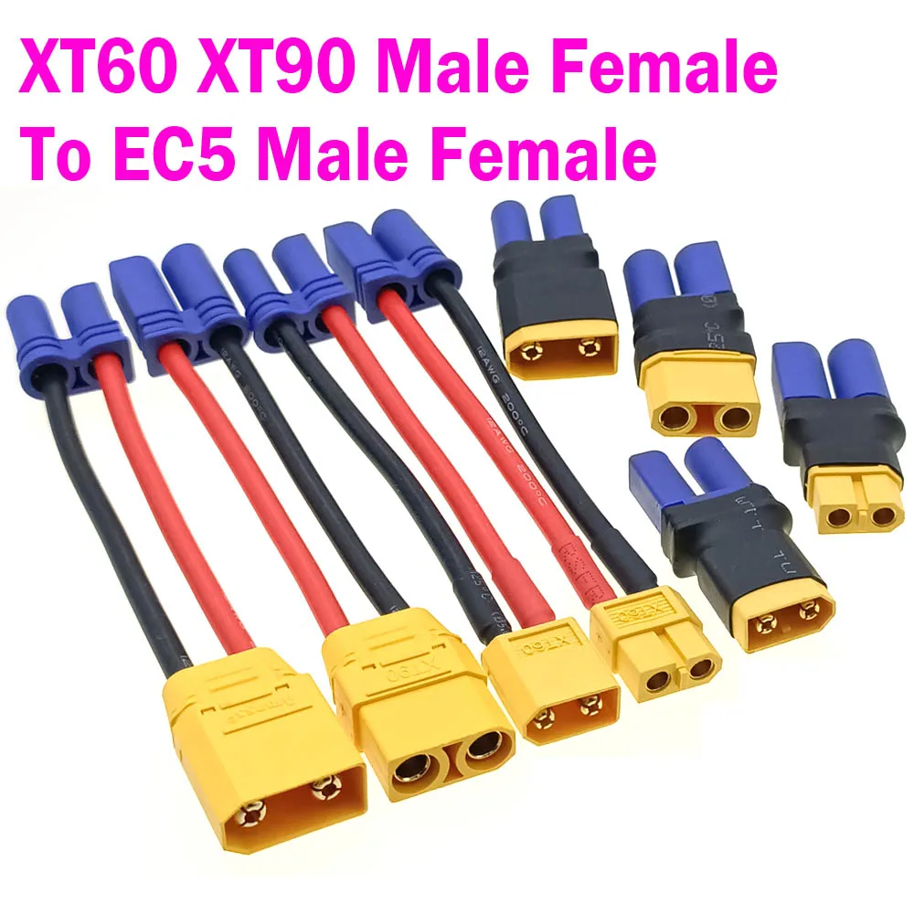 RC카 EC5 커넥터 모델 자동차 충전기 어댑터 케이블 배터리 변환 헤드 EC5 암수 XT60 XT90 암수 헤드