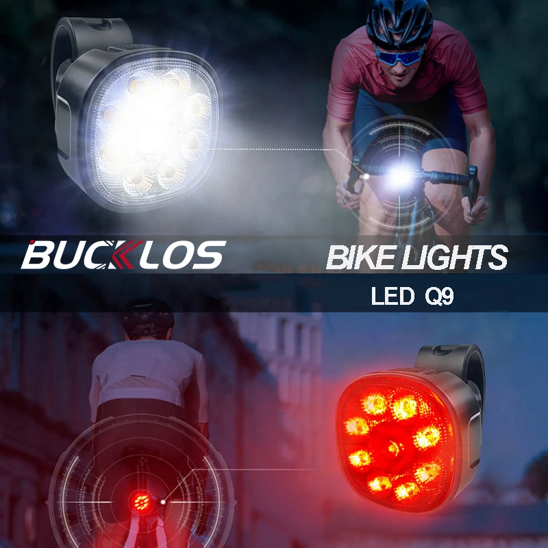 BUCKLOS Bicycle Lights USB Charging Cycling Tail Light Waterproof Front Light Warning Mountain Bike Lamp Riding Accessories