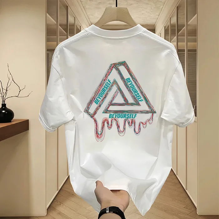 T-shirt in cotone da uomo con stampa triangolare del designer Camicia sportiva da strada Abbigliamento moda casual da donna unisex_voghion.com