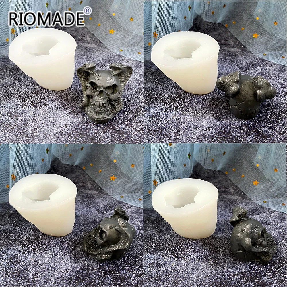 3D Totenkopf Silikonform für Kerzen DIY Schokoladen- und Süßigkeitenherstellung Gips-Ornament-Gießform Halloween Fondant Kuchendekoration Werkzeug – Detail 9