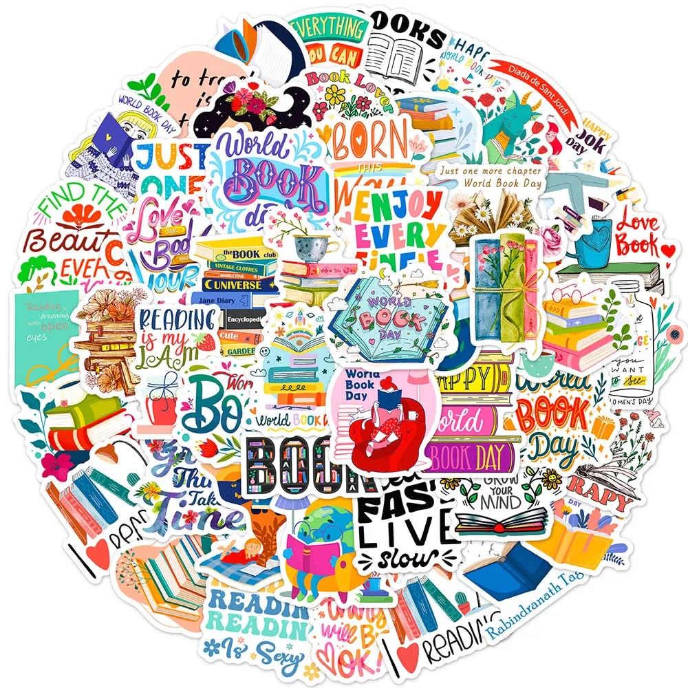 

10/50Pcs Cute Cartoon Reading Books Varied Graffiti Stickers DIY Wall Skatebpard Notebook Scrapbooking Backpack Decoration Decal