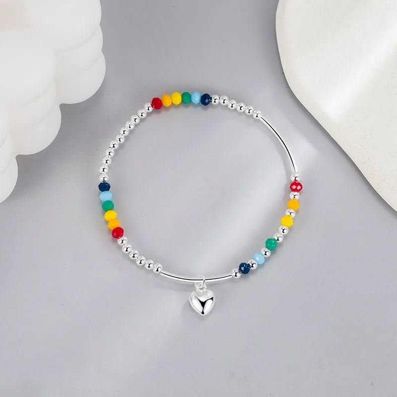 Rainbow Bear Love Beaded Pendants Bracelet for Women Y2K Elegant Trendy Handmade Bead Chain Party Jewelry Gifts