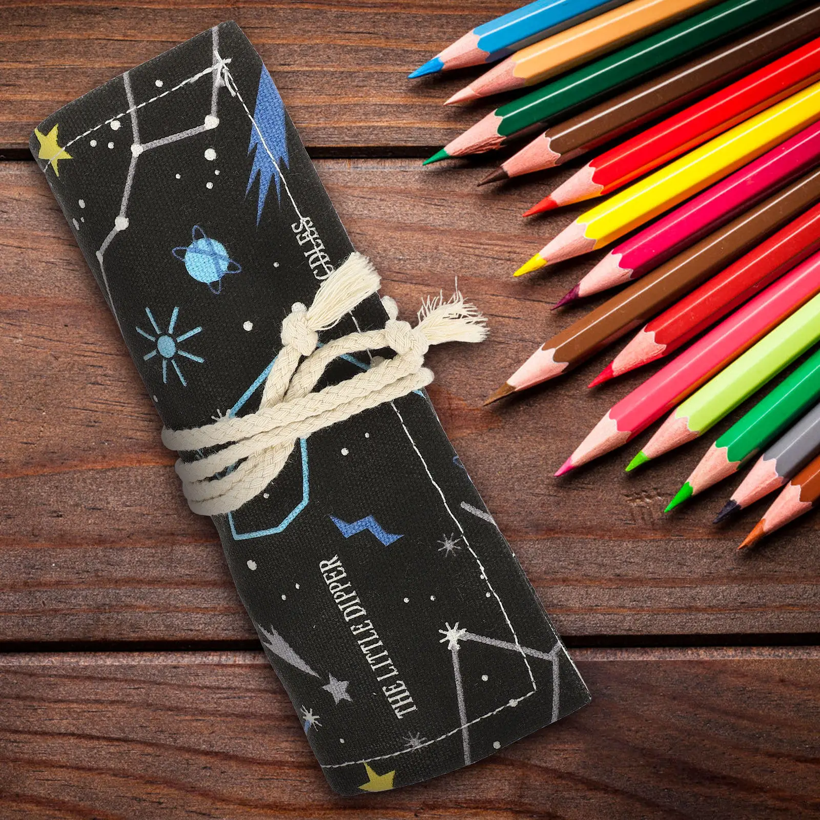 정교한 제작 기술의 롤업 연필 케이스, 대용량 캔버스 색연필 정리함, 스케치 펜 학생 가방