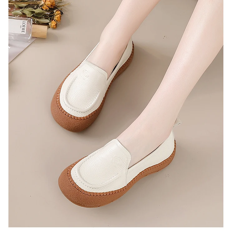 Neue authentische Leder-Slipper-Flats für Damen, alte perforierte, atmungsaktive Mokassins für Damen, exquisite geprägte Rosen-Loafer-Schuhe – Detail 17