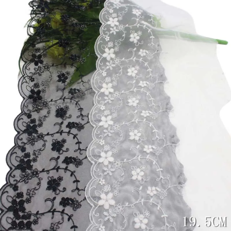 

26Yards Bra Underwear White Black Flower Embroidery Lace Trim Clothing Accessories Curtain DIY Decoration