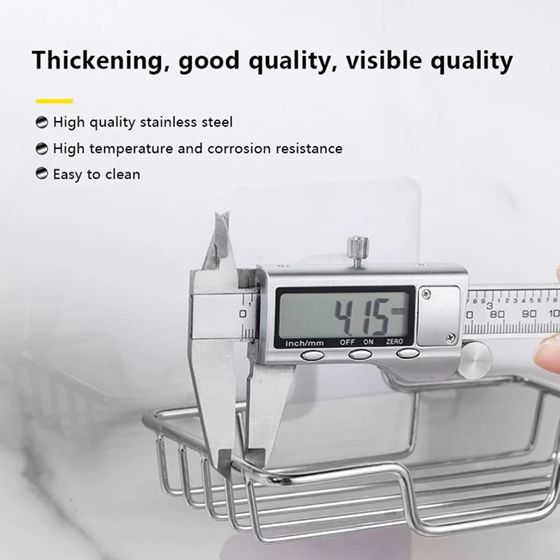 Stainless Steel Bathroom Corner Shower Shelf Wrought Iron Shampoo Storage Rack Holder With Suction Cup Bathroom Accessories 5
