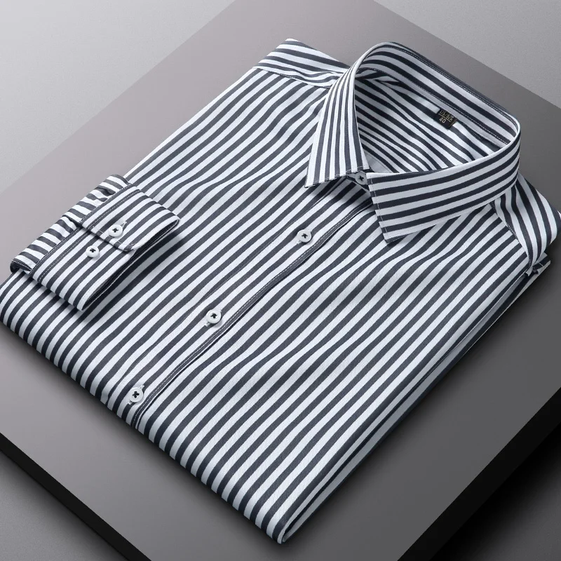 Top Quality No Ironing Men Dress Shirt Long Sleeve Men's Classic Stretchy Non-iron Easy To Take Care Casual Shirts Men Slim Fit