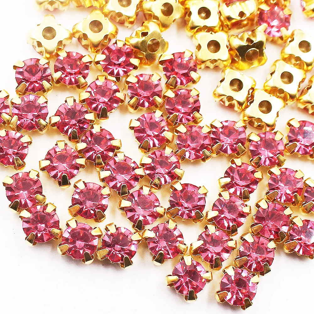 3mm-8mm Gold Klaue Strass Trim Glänzende Kristalle Glas Steine Perlen Strass Kleidungsstück Handwerk Edelsteine Nähen strass Für Kleidung – Detail 6