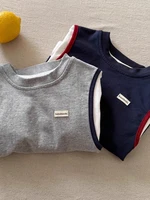 Pure Cotton Children's T-irt Fake Two-Piece Long Sve Thin Autumn Baby Clothing Boys Girls Spring Summer Autumn Winter