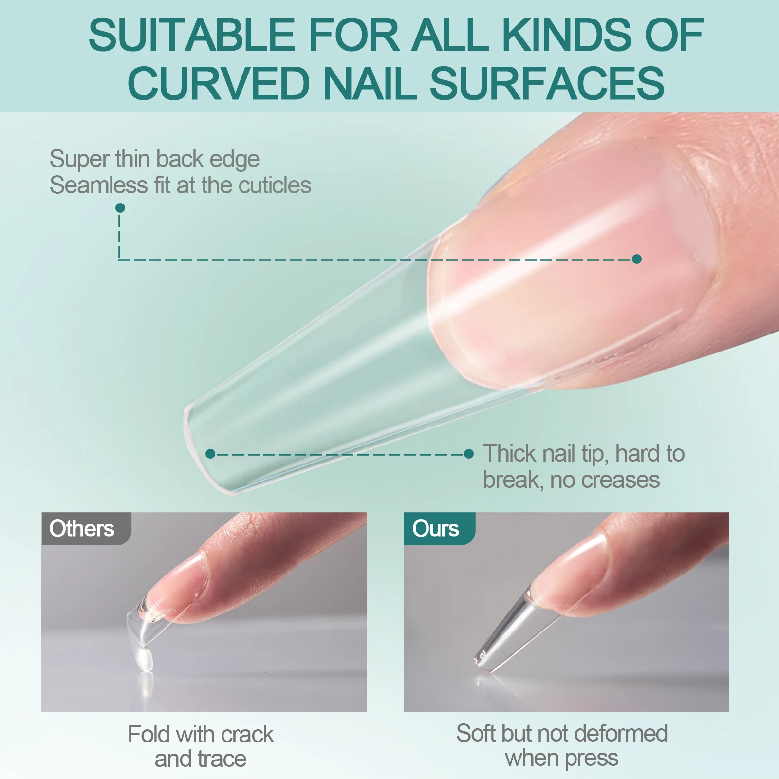 네일팝 인조 손톱 투명 120개 12가지 사이즈 아크릴 풀커버 팁 재사용 가능 젤 매니큐어 DIY 세트 살롱 품질 프레스온 네일