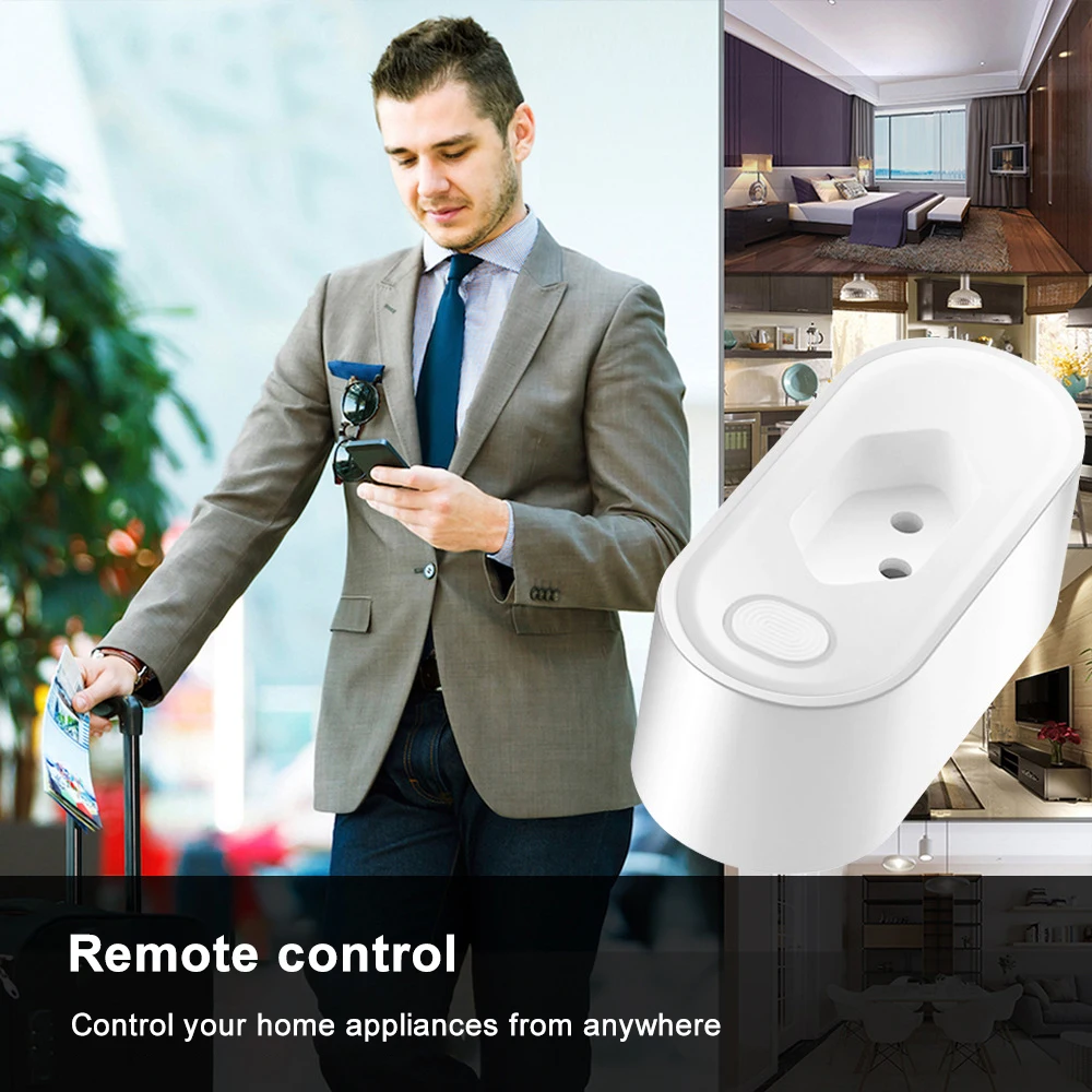 Aubess Tuya Wifi Smart Socket, BR 16A Alexa Voice Remote Timer Plug, Smart Home Via Smart Life Real-time Power Monitoring Plug