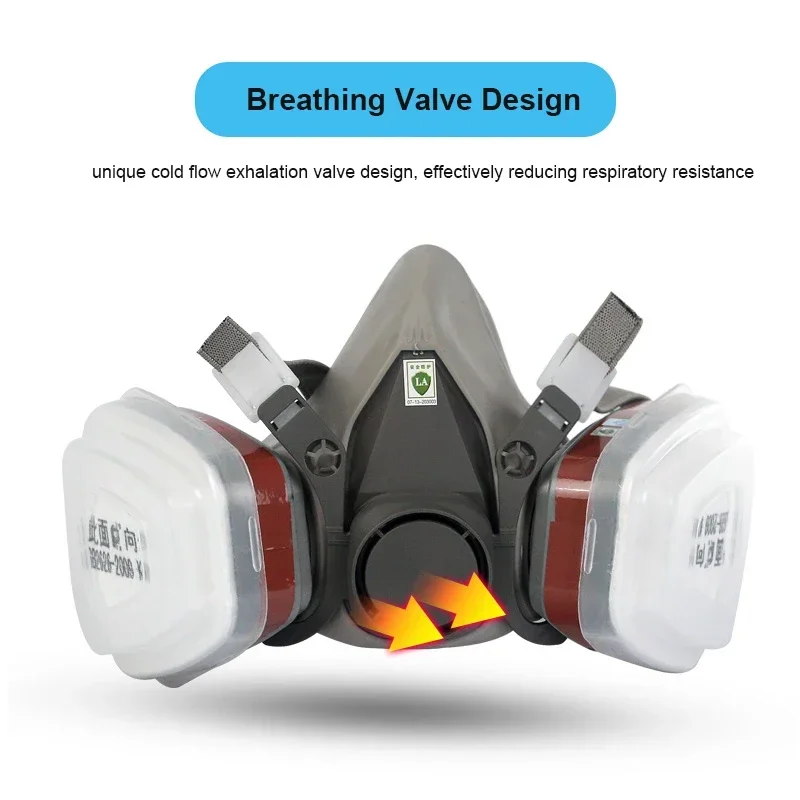 8PCS 6200 Half Face Gas Mask Respirator Chemical Respirator Mask with filter Protect Organic Gas Painting Spraying Dust Mask(2)