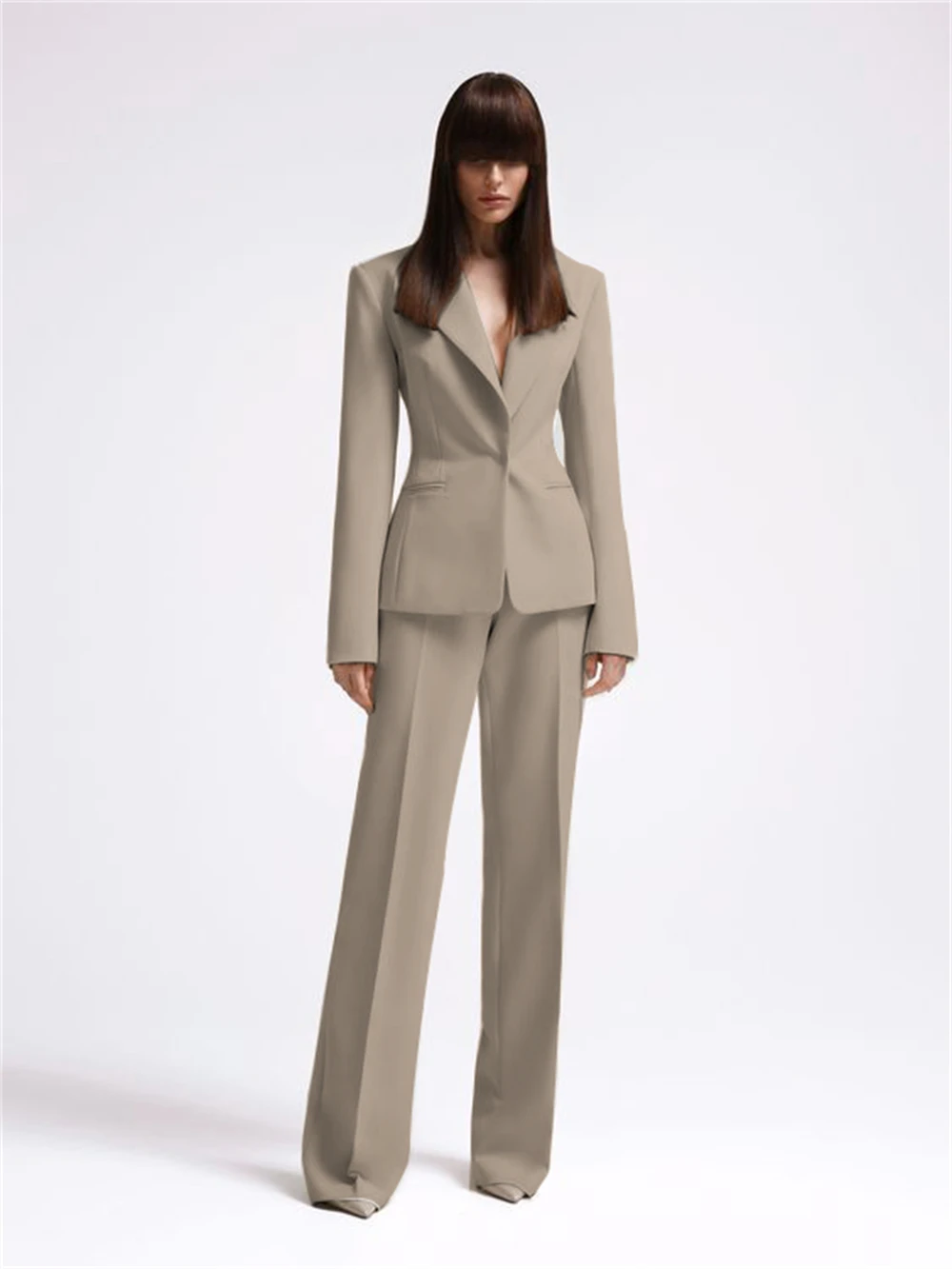 Elegant women's two-piece suit (long jacket + straight pants) birthday/party, high-end high street luxury customization