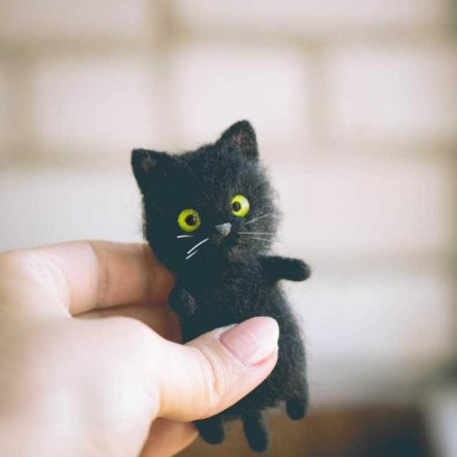 Handmade Cat Animal Wool Felting Package Material Handmade Toy Doll Felt Poked Unfinished DIY Arts Crafts Needlework