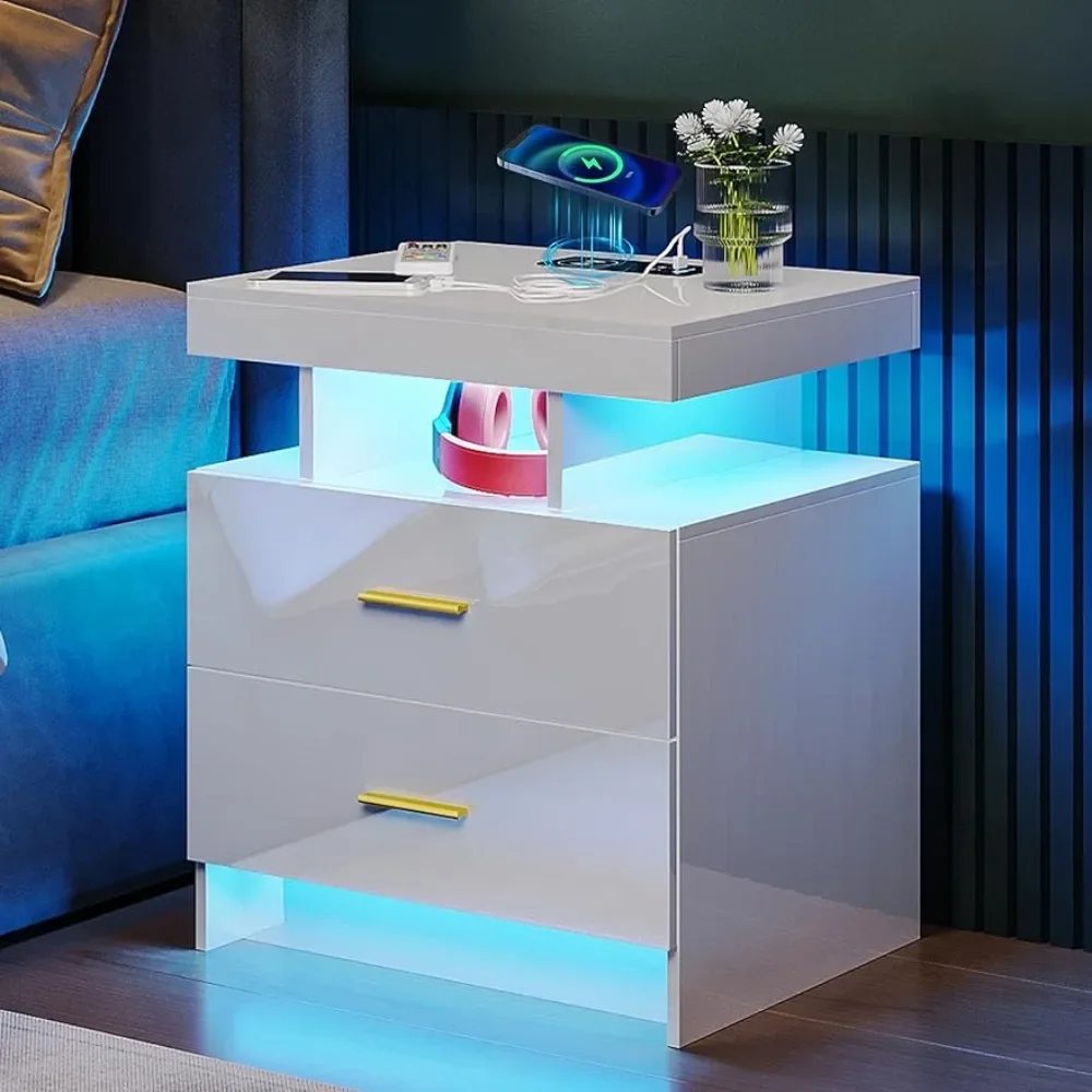LED Nightstands with Charging Station 1