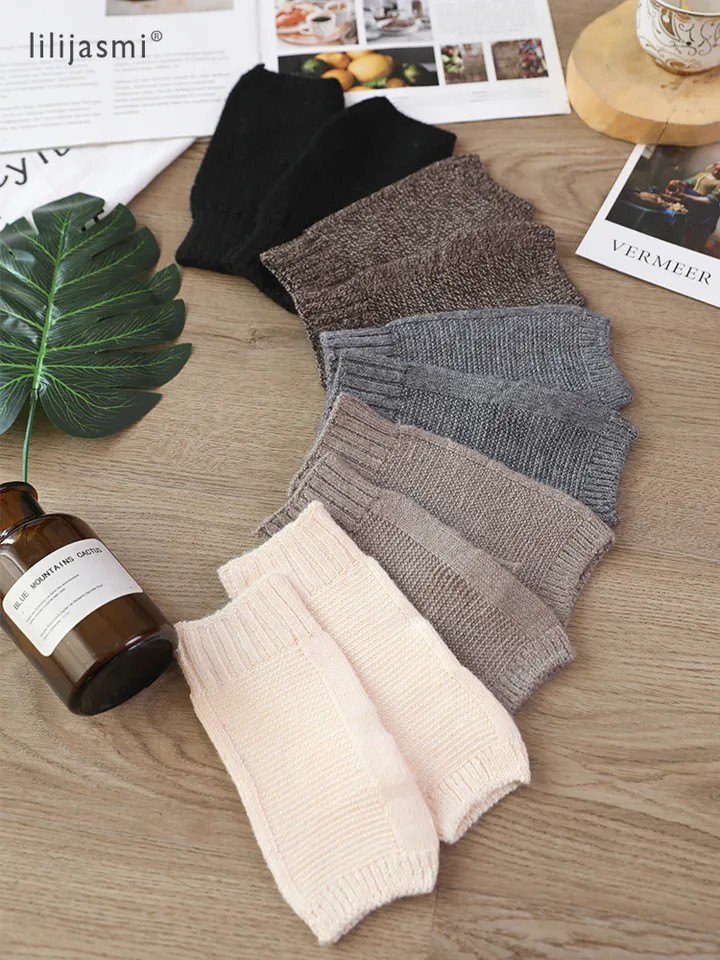 Mitaine Femme Chaude Lot De 2 Paires De Mitaines Longues Sans Doigts - Noir - Homme/Femme - Hiver Manchette Bras Femme