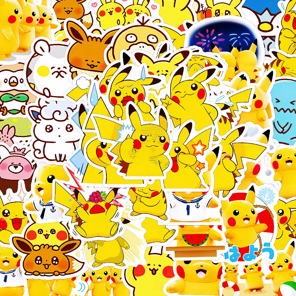 

50Pcs Pokemon Sticker Anime Cute Waterproof Stickers Packs Pikachu Guitar Skateboard Luggage Laptop Phone Kids Gift Reward Toys