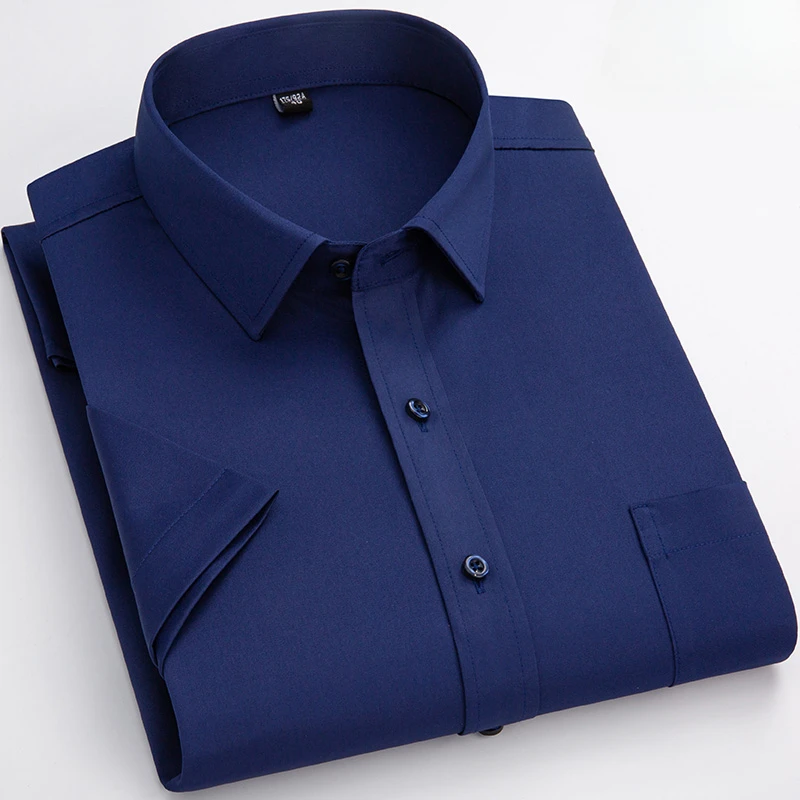 

New in shirt thin summer short sleeve shirts for men solid color plain shirt slim fit formal shirt shipping items office clothes