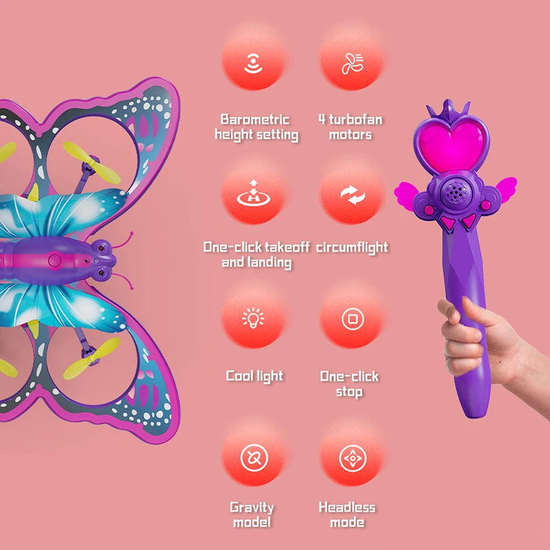 One Click Takeoff Flash Butterfly Four Axis Aircraft Colorful Toy Second Child Remote Control Butterfly Aircraft Toy Gift 3