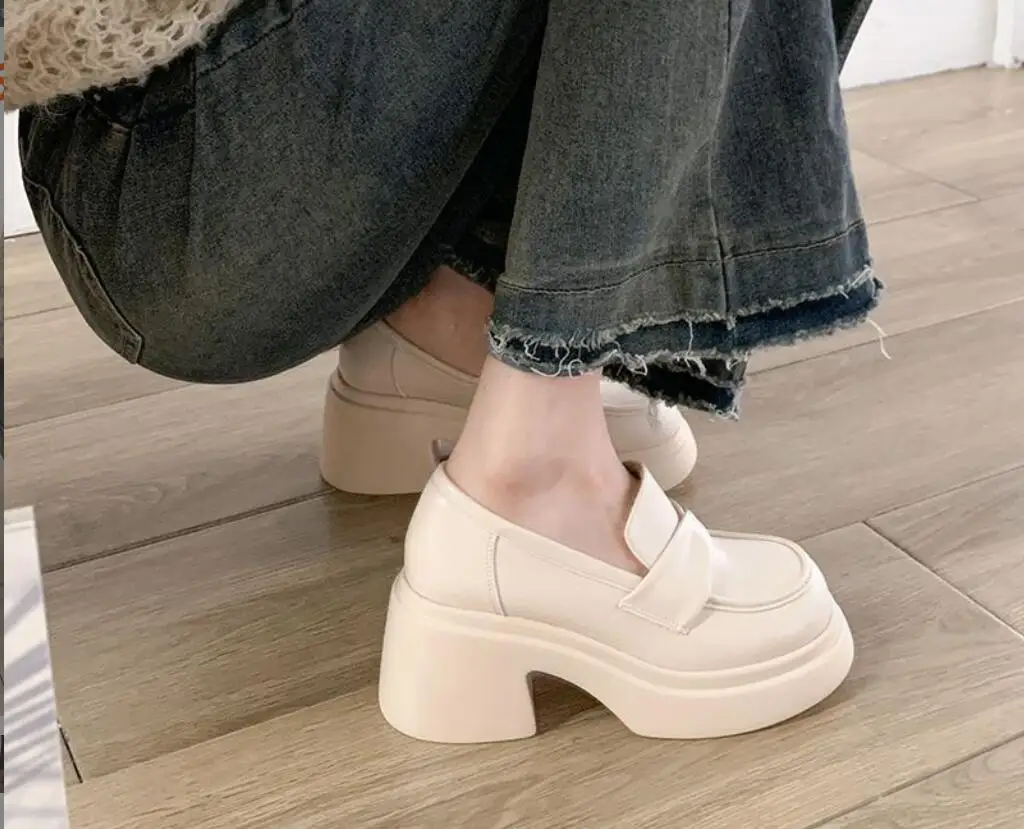 Autumn Spring Fashion Platform High-heeled Shoes Women Shallow Slip On Shoes Pumps Women's Girls Chunky Bottom Shoes Large size