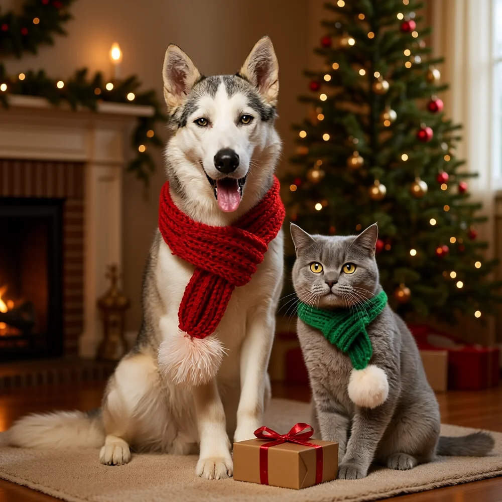 Christmas Pet Knitted Scarf 1