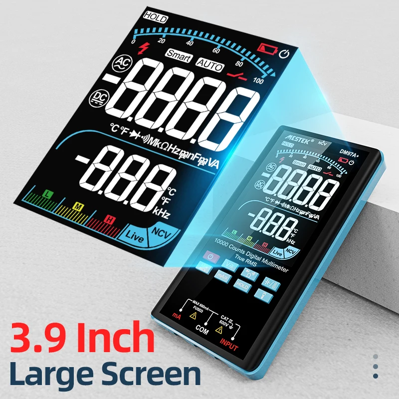 Digital Multimeter AC/DC Current Tester Electric Measurement 9999 Count NCV Temperature Measure