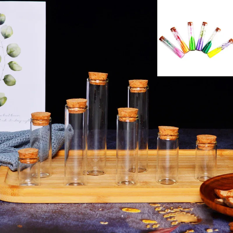 1X 4ml 5ml 8ml 10ml 12ml 17ml 20ml 25ml 28ml 30ml 40ml Small Glass Test Tube With Cork Stopper Storage Glass Bottles Jars Vials 4