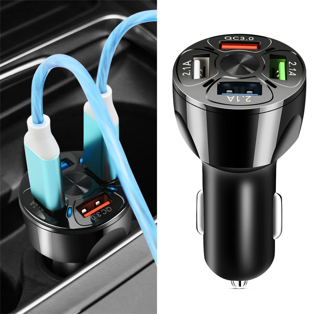 Car Mobile Phone Charger 4 Ports USB Charger Fast Charging for Suzuki Alto 800 K10 FF GF HA12