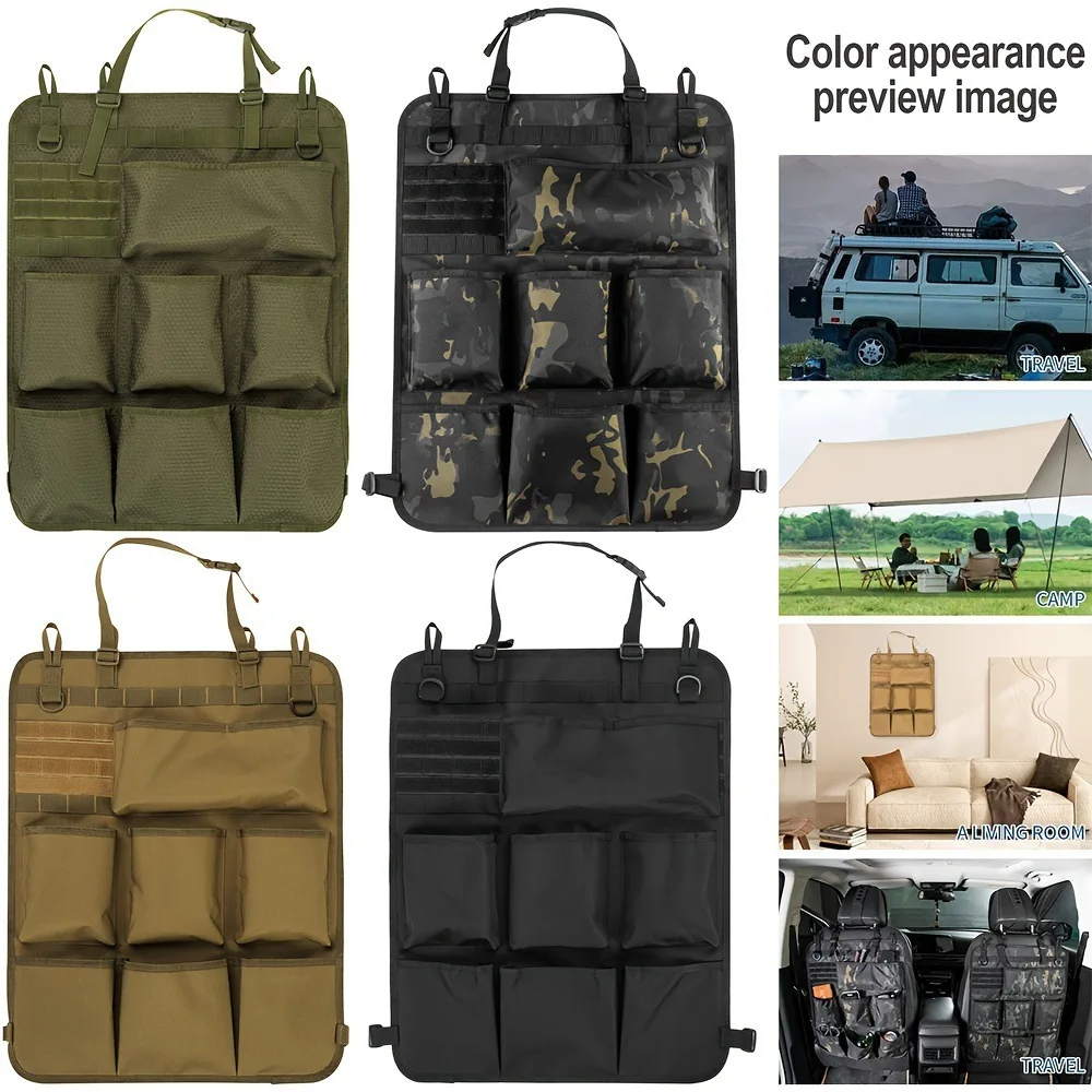 Organizer Universale per Sedile Auto Stile Militare, Borsa Portaoggetti Mimetica con 7 Tasche, Organizer Tattico per Auto, Camion, SUV - immagine 5