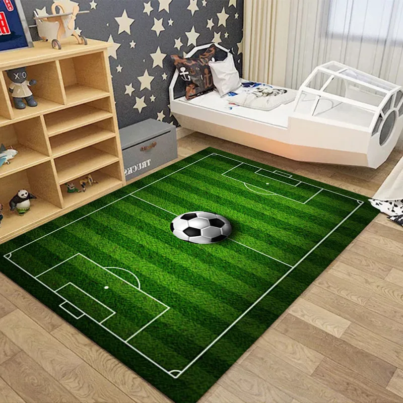 3D Football Field Capet for Kids Room Anti-slip Lager Size Bedroom Carpet Children Washable Baby Room Play Floor Mat Boy's Rug